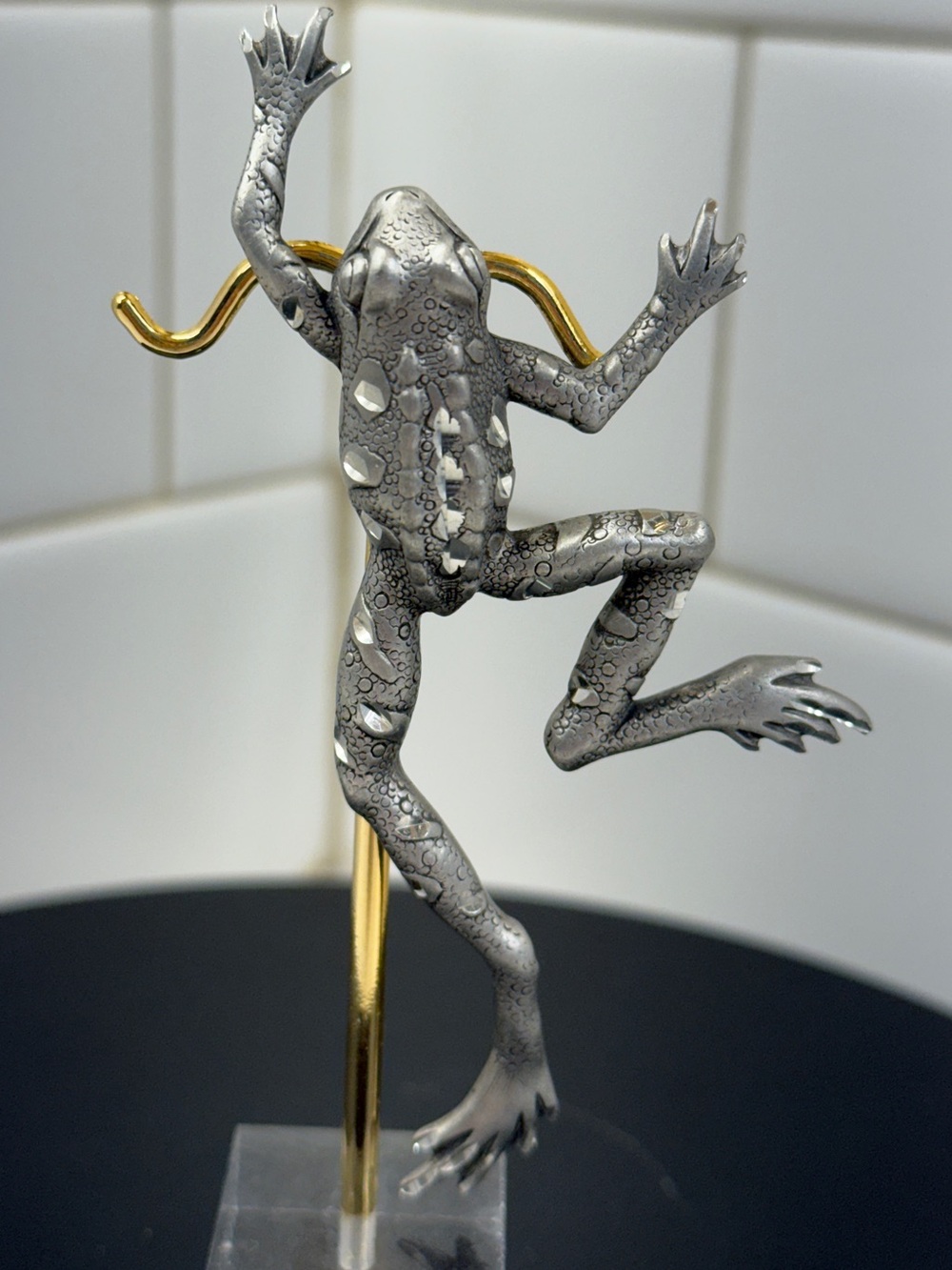 Vintage JJ Jonette Jewelry Silver Tone Frog Brooch